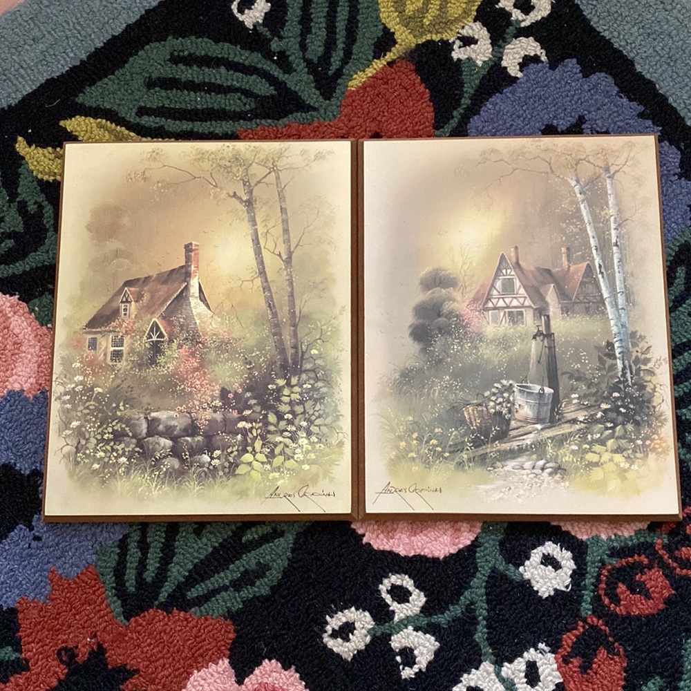 2 Vintage Andres Orpinas House prints